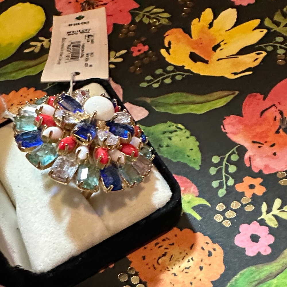 KATE SPADE fireworks floral multi ring sz5 NWT - Picture 4 of 7